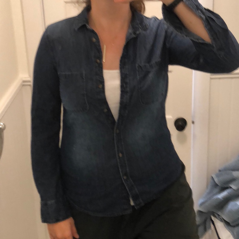 Denim-style button up shirt